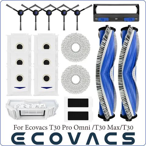 ECOVACS T30 PRO OMNI DDX14 YEEDI M12 Pro + 와 호환, 교체 부품 액세서리, 메인 사이드 브러시 필터 걸레 먼지 봉투