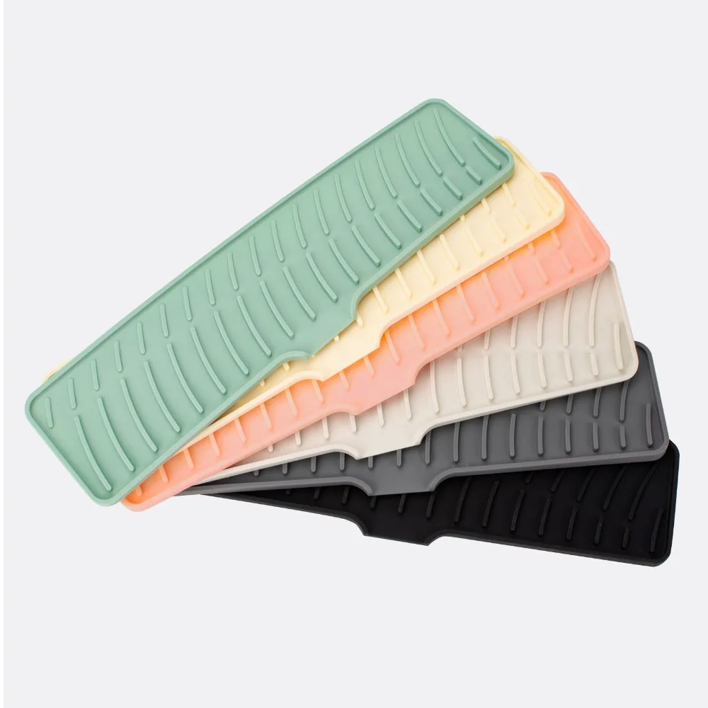 Silicone Sink Splash Guard Anti-spray Multipurpose Faucet Splash Pad Foldable with 5°Incline Slope Water Retaining Pad Kitchen