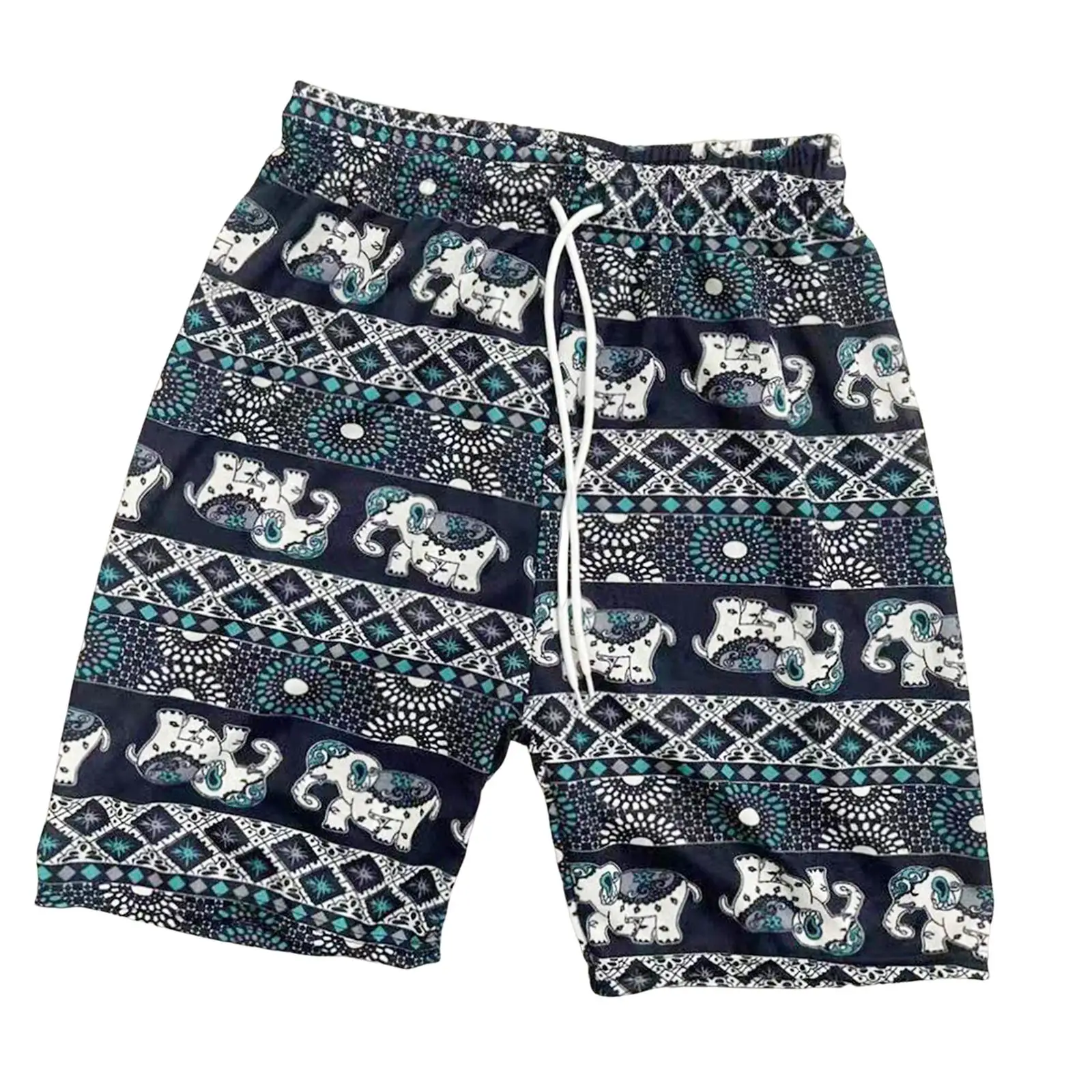 Womens Mens Beach Shorts Wide Leg Loose Drawstring Comfy Hippie Shorts Thailand Elephant Short Pants for Walking Beach