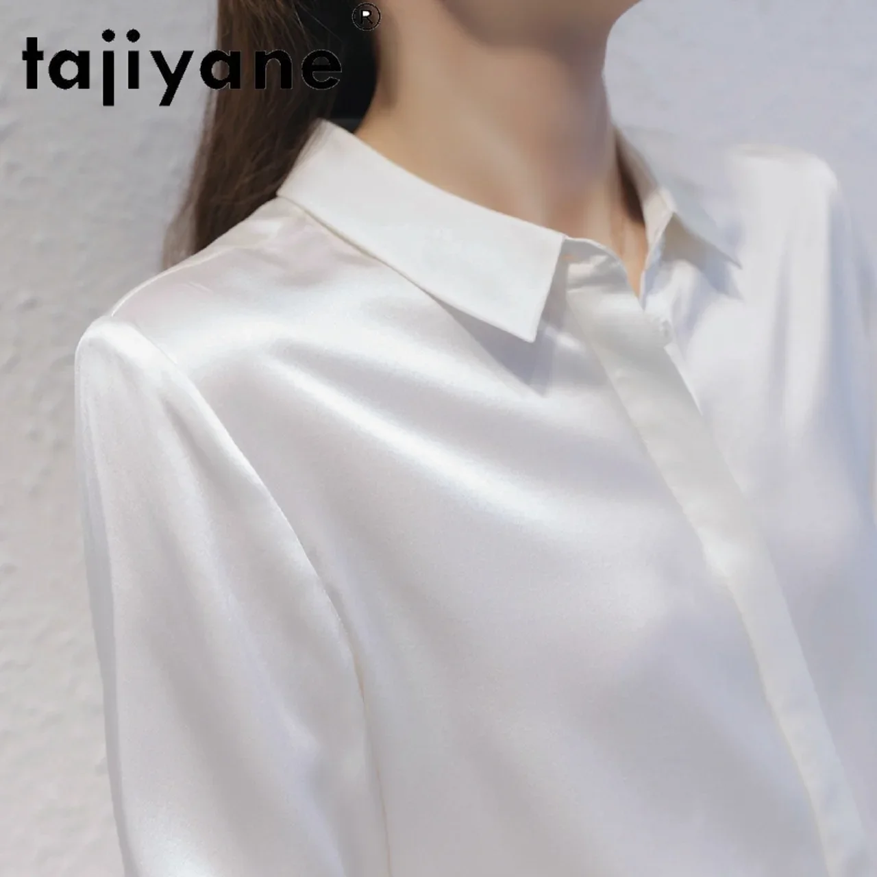 Tajiyane Top Elegant Silk Shirts for Women Long-sleeved High-end Layered Chic White Shirt Women Clothing FCY028