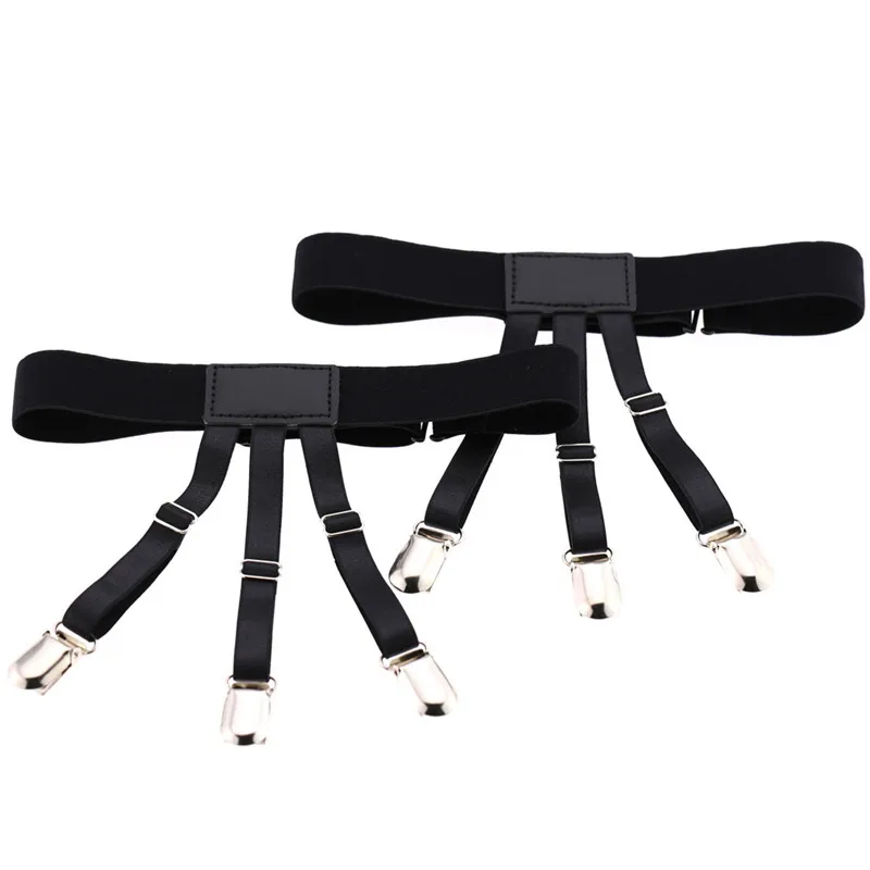 1 Pair Men Shirt Stays Belt with Non-slip Locking Clips Keep Shirt Tucked Leg Thigh Suspender Garters Belt Strap