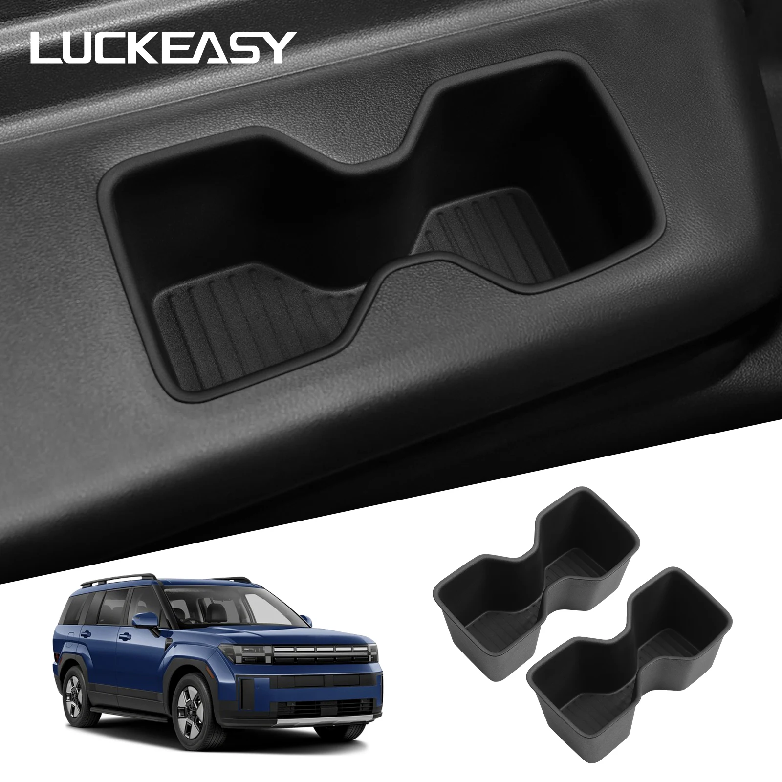 LUCKEASY for Hyundai Santa Fe 2024 2025 6/7 Seats Car Water Cup Holder The Third Row Drinks Cup Holder Storage Box Accessories