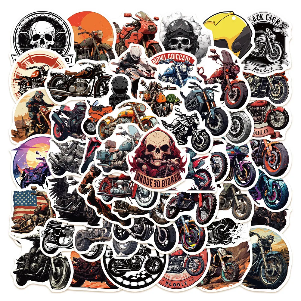 50-Piece Unique Motorcycle Stickers - Waterproof Decor for Notebooks, Laptops, Journals Phone Cases Luggage Giajar Sticker Store