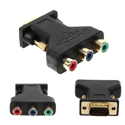 HD15-Pin Vga Male to Rca Female Adapter VGA to 3 RCA AV Converter for PC Computer