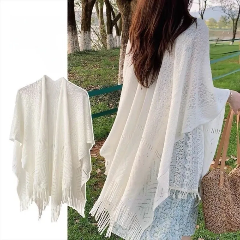 

Элегантная шаль-пончо, выдолбленная шаль в богемном стиле для путешествий, шаль с этническим кондиционером