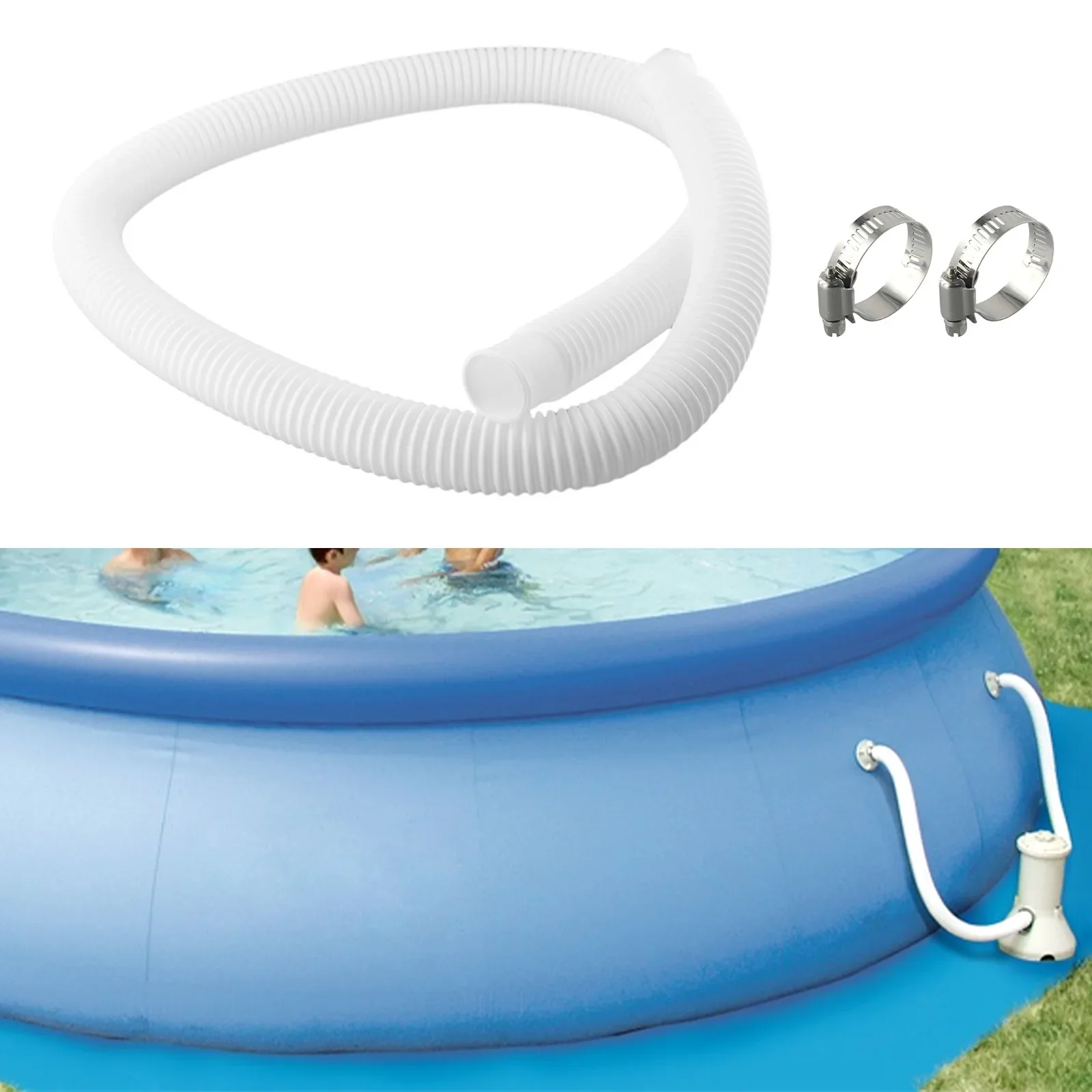 

1.25in For Intex Hose Clip 32mm Swimming Pool Pipe 1.5m For Pump/Filter/Heater Plastic Flexible Hose Durable And Practical