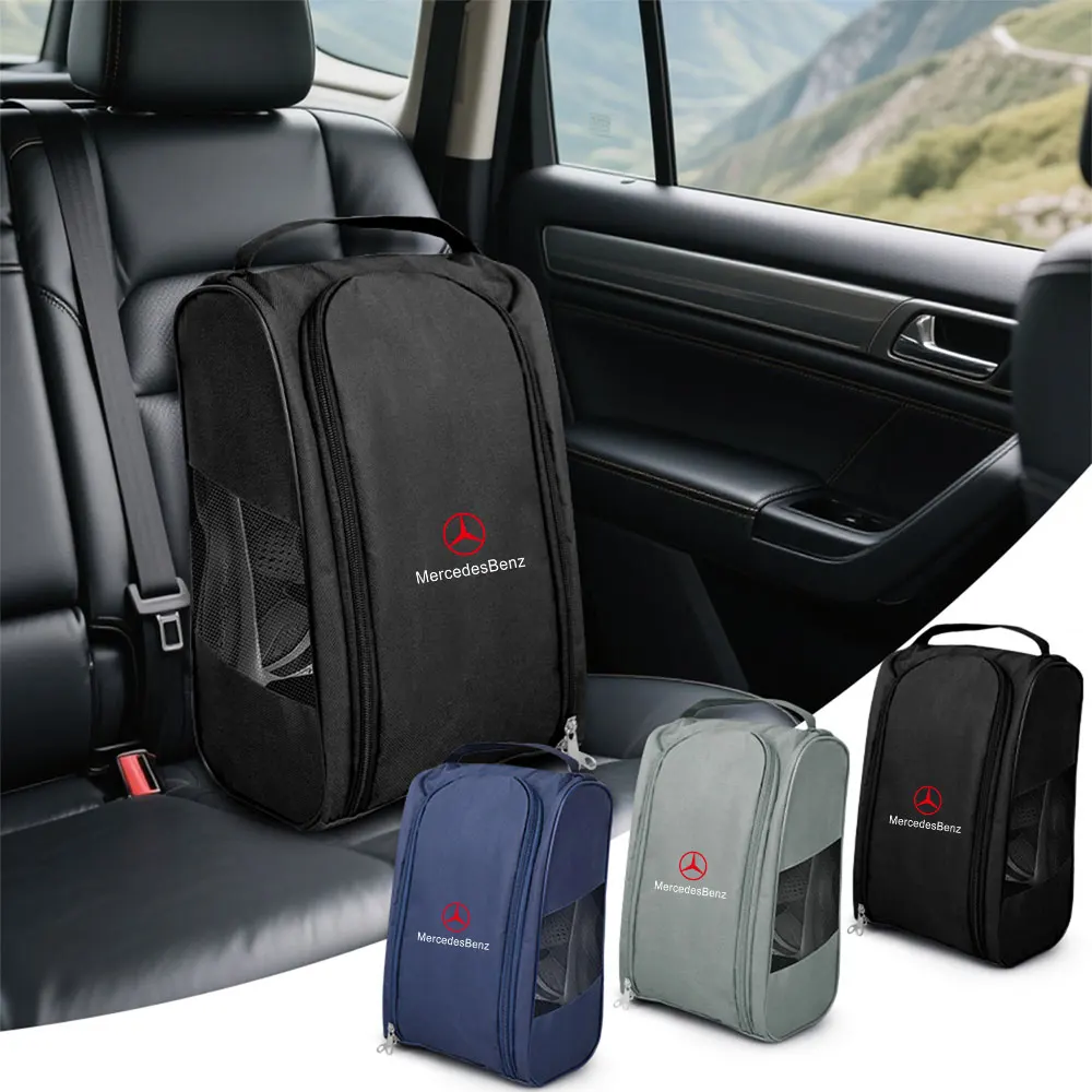 Bolsa organizadora para zapatos con emblema de coche, accesorios interiores para Mercedes Benz AMG A B C D M S Class GLK GLC W108 W124 W220 W221