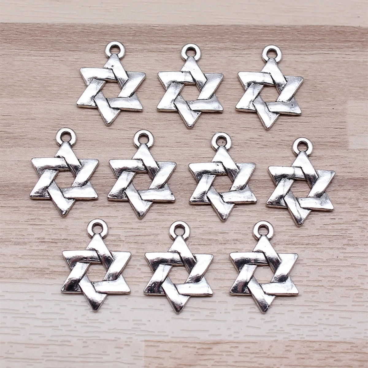 IFOCUS 10pcs/Lot Star Of David Charms For DIY Jewelry Making Zinc Alloy 17x14mm/0.67x0.55inch