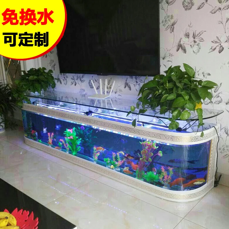 European TV cabinet fish tank aquarium creative eco-glass living room medium-sized large water-free lazy floor tank