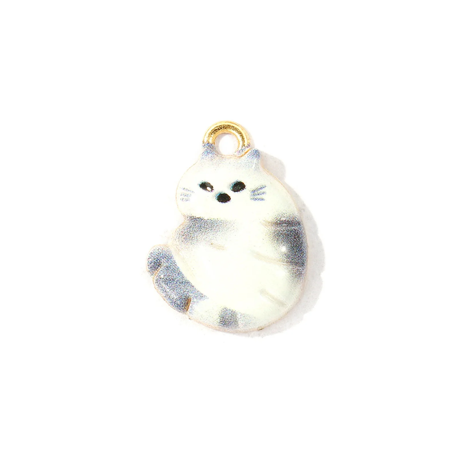 10 Stück Niedliche Cartoon-Katzen-Tier-Anhänger, vergoldet, mehrfarbig emailliert, Zinklegierung, für DIY-Halsketten-Schmuck, 18mm x 13mm – Detail 5