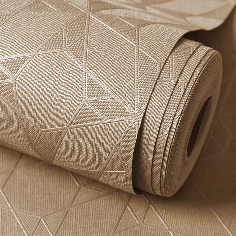 Geometric Grid Plain Wallpaper for Living Room Bedroom 3D Embossed Lattice Wall Paper Home Decor