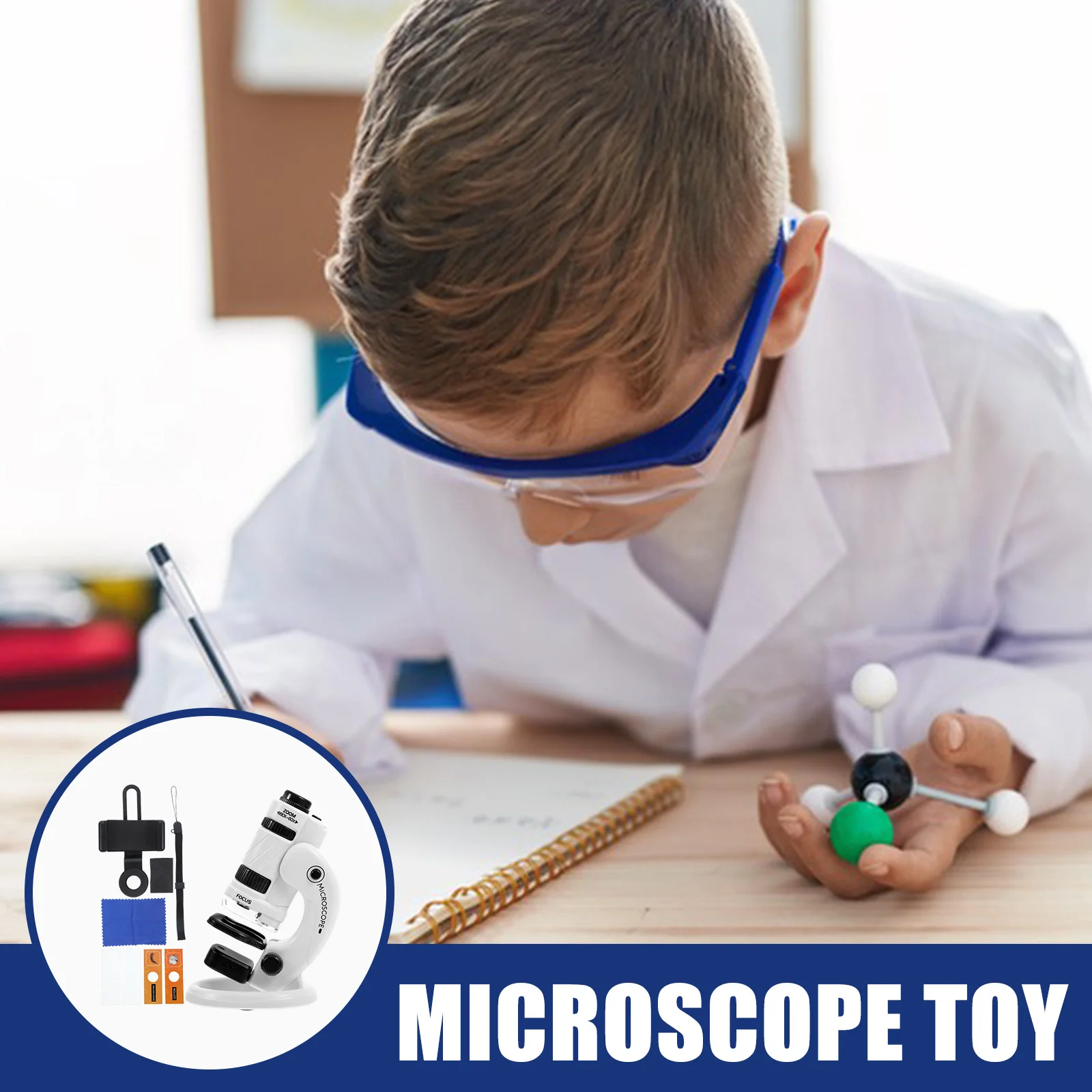 1Set Set di microscopi scientifici per bambini Lente d'ingrandimento monoculare portatile ad alta definizione 60X-180X per bambini Esperimento di biologia pratico