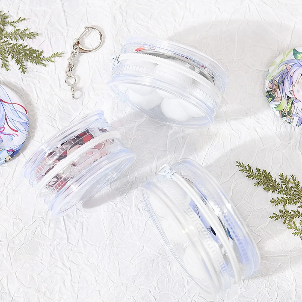 

Badge Display Anime Badge Display Bag Protection Case Transparent Round Badge Storage Pouch Round with Keyring Clear Outdoor Bag