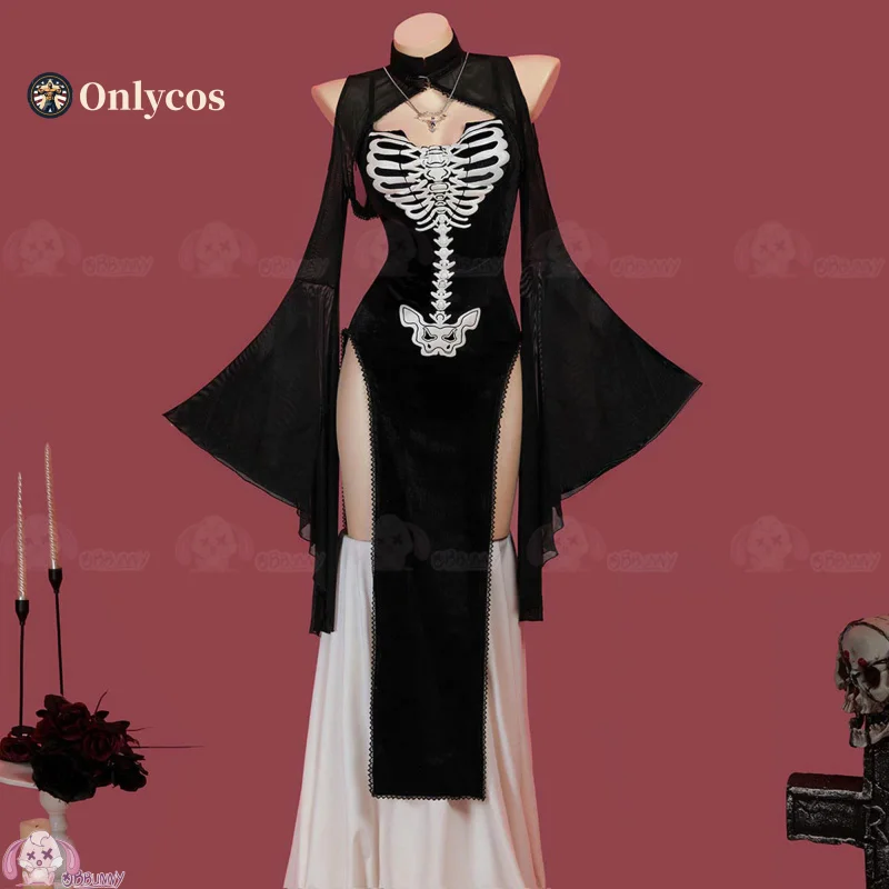 Skeleton Poem Dark Gothic Dress Cosplay Costume Uniform Halloween Carnival Party Christmas Play Role Clothes for Women Onlycos