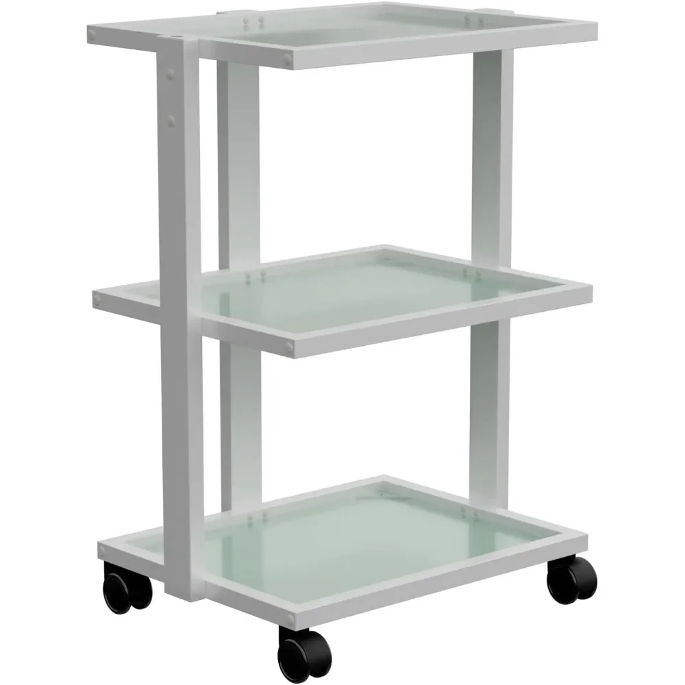 

Three Tier Glass Tray Treatment Esthetician Medical Trolley Cart - USA-1040