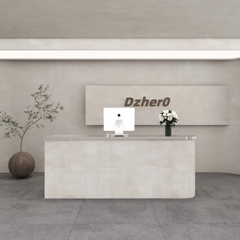 Retro Nostalgic Reception Desks Stainless Steel Curved Reception Desks Creativity Office Furniture Banco Reception ZY40JDT
