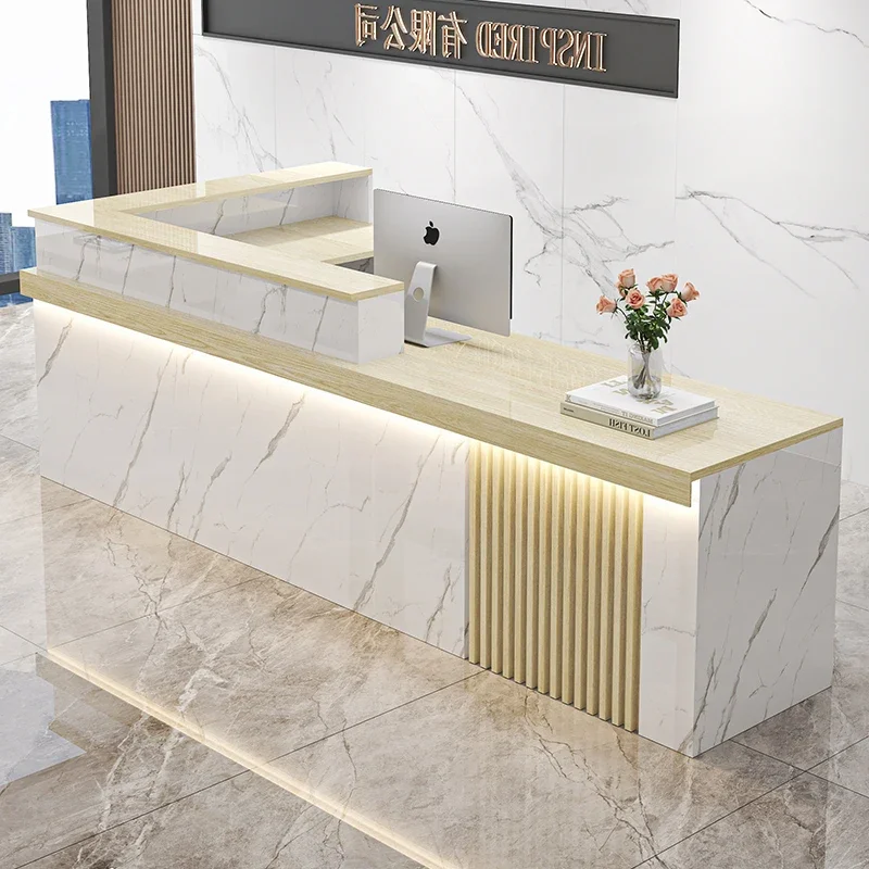 

Professional Simple Reception Desks Unique Luxury Glamour Storage Bar Counter Salon Commercial Recepcja Commercial Furniture