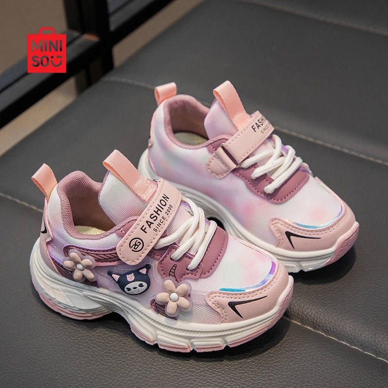 

Miniso 2025 Girls Platform Sneakers, Cartoon Fashion Running Shoes for Big Kids & Teens Casual Wear