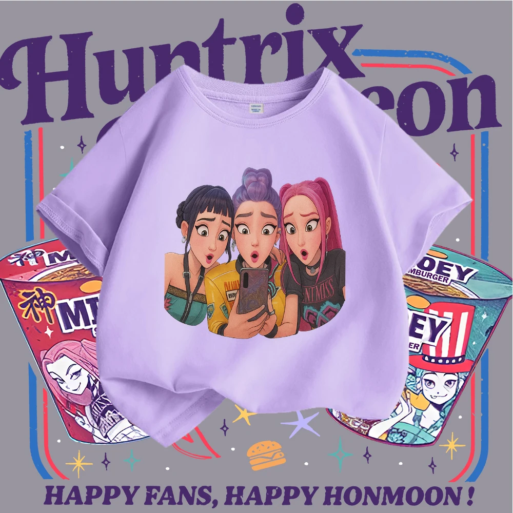 أطفال بنات تي شيرت KPOP Y2K نمط شخصيات كرتونية طباعة قصيرة الأكمام تي شيرت للأطفال ملابس الشارع الشهير قمة الموضة للفتيات #4