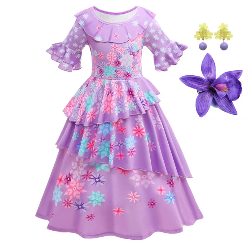 ازياء تأثيري encantو Isabela للفتيات ، فستان الأميرة Mirabel Madrigal ، ملابس الأطفال دولوريس بيبا الفاخرة ، فستان حفلة ، جديد