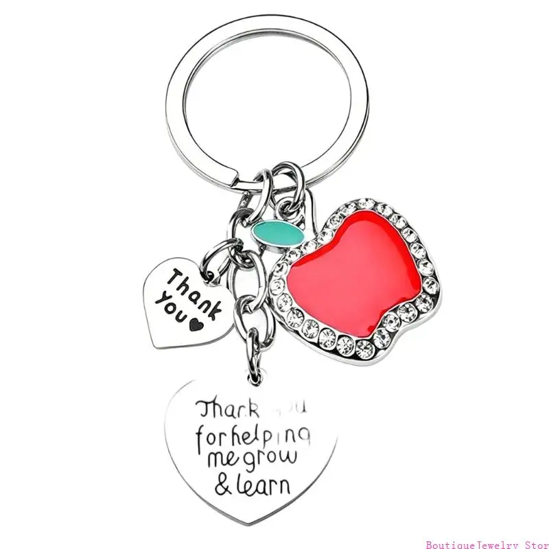 E1PE Teacher Thank You Keychain with Engraved Metal Charm for Bags and Keys