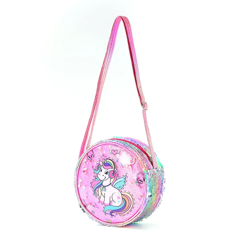 New Shiny Rainbow Glitter Powder Waist Bag Sequined Unicorn Messenger Bag Children\'s Girl Student Cartoon Shoulder Bag