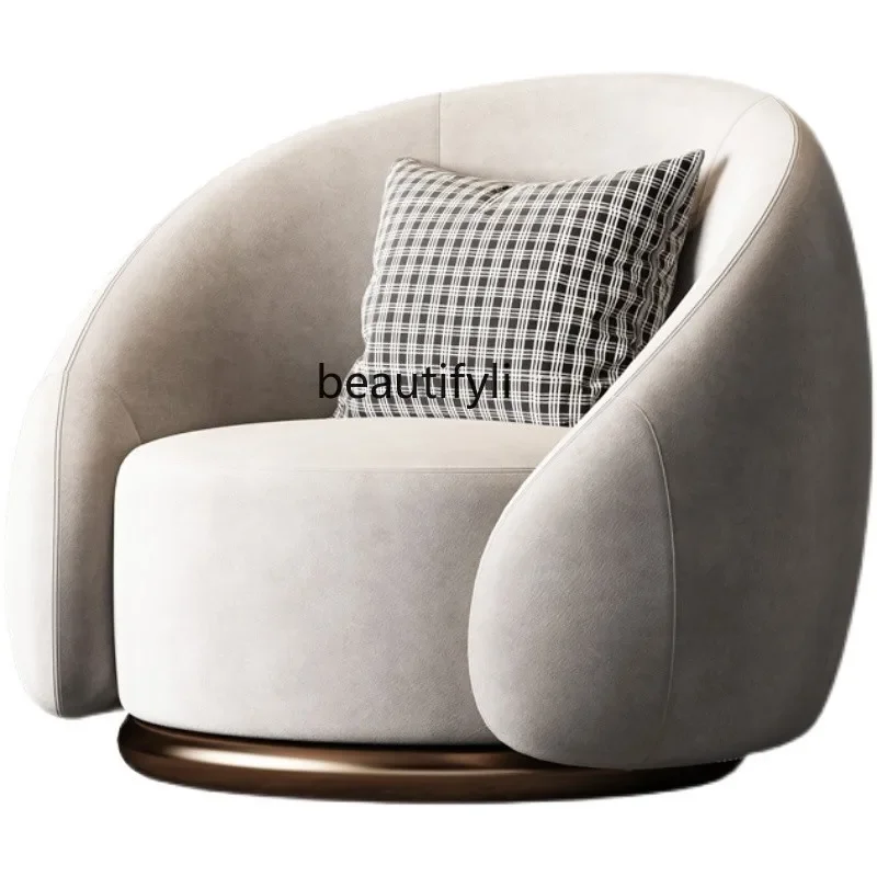 Light Luxury Minimalist Leisure Chair Nordic Fabric Lazy Sofa Chair Living Room Rotating Sofa Tiger Chair