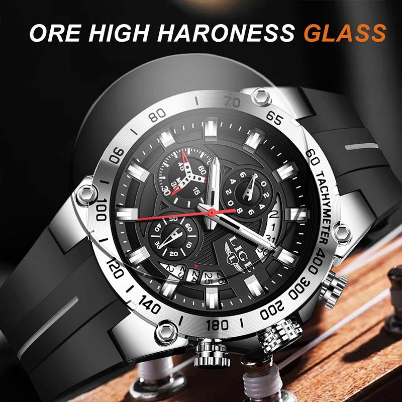 TOP LIGE ساعات رجالية مقاوم للماء التقويم ساعة اليد كوارتز ساعة اليد ساعة رياضية عسكرية مضيئة ساعات للرجال reloj + BOX #4