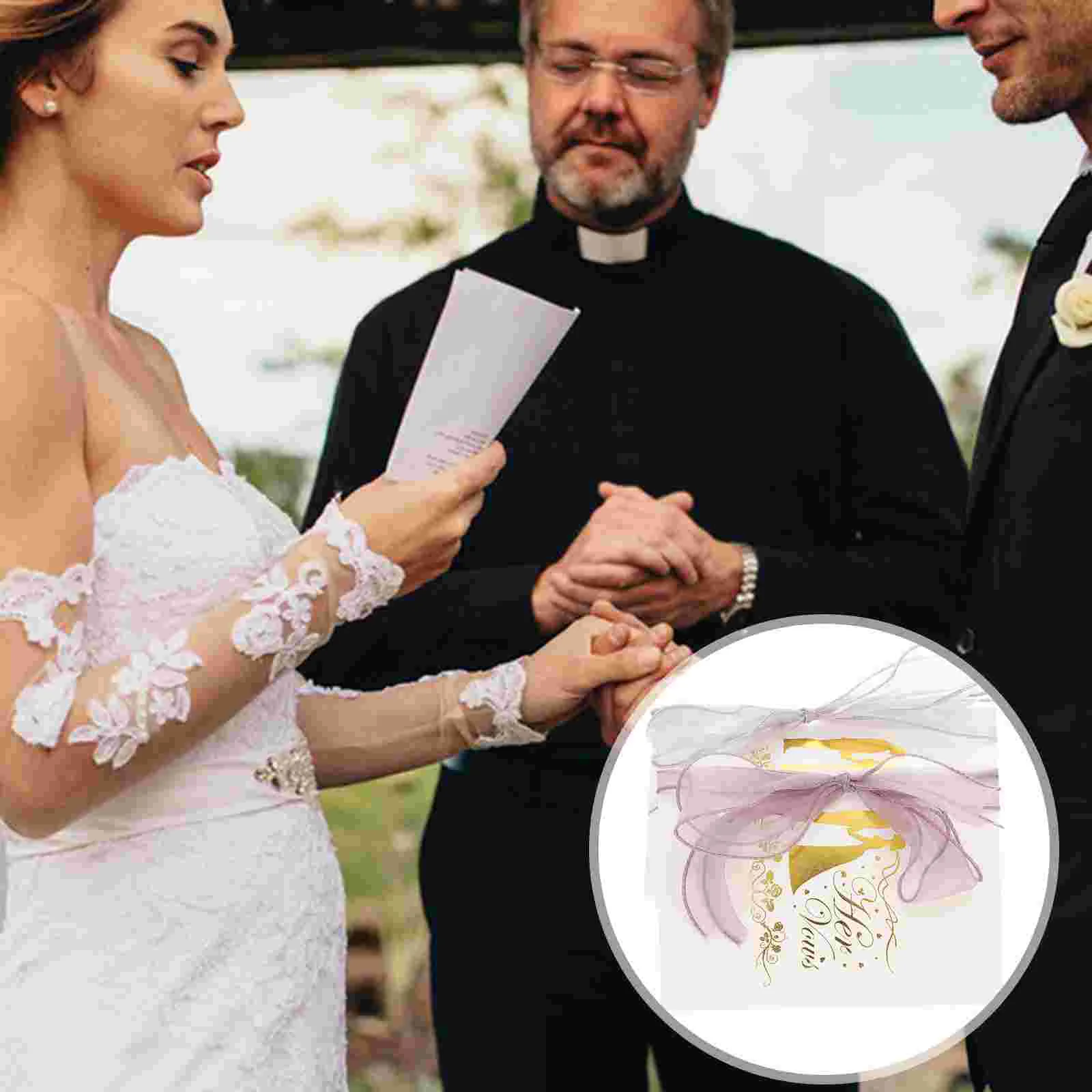 2 Pcs Greeting Cards Wedding Vows Decor Books Officiant His and Hers for Ceremony Bride