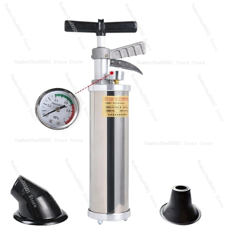 

High Pressure Pipe Plunger Clog Remover for Toilet Sink Kitchen Drain Blockage Stainless Steel Manual Plumbing Tool