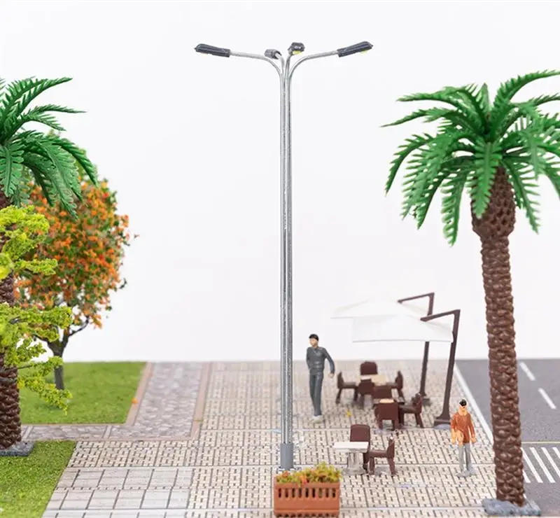 10pcs 1:100 OH Scale Model Railway Light 11cm Single-head/Two-heads/Four-heads LED Micro Landscape Decorative Street Lights