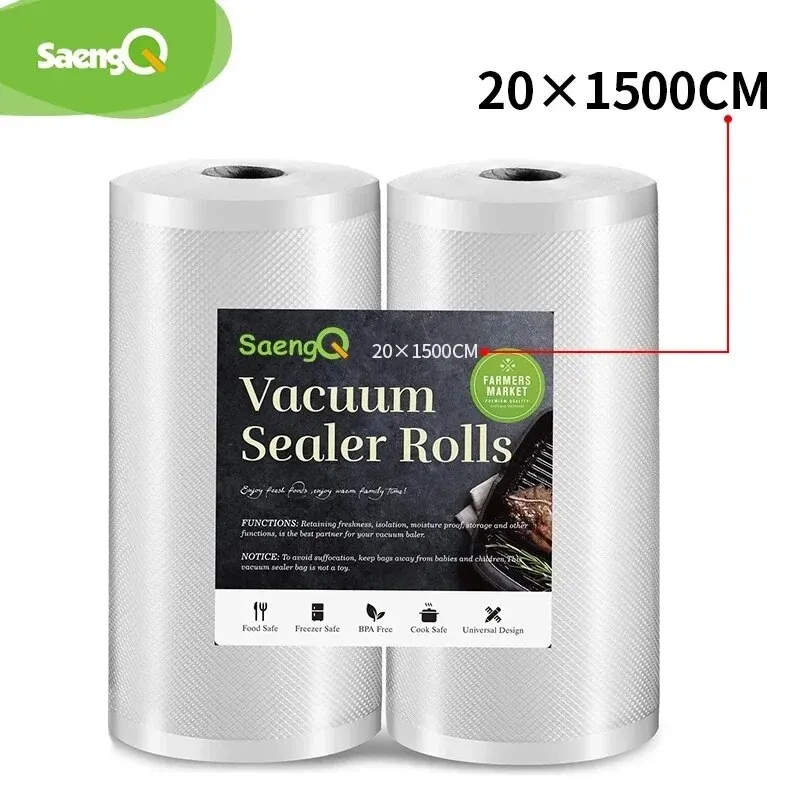 SaengQ Sacchetti sottovuoto per alimenti da cucina Sacchetti sottovuoto Sous Vide per imballaggio sottovuoto 12/15/20/25/30 cm * 1500 cm/rotoli