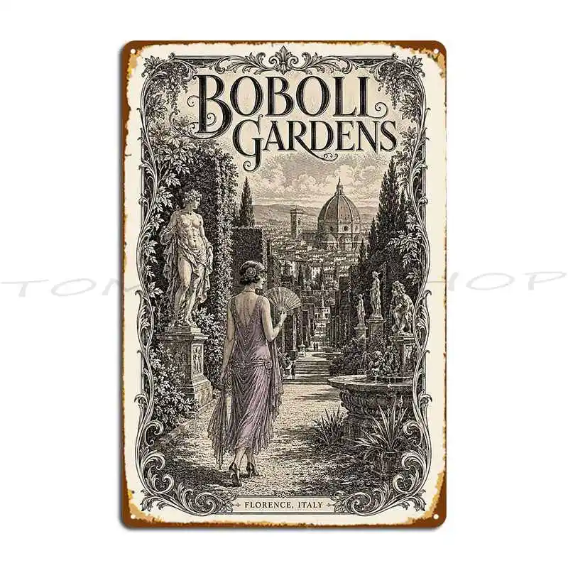 Boboli Gardens Florence Italy Metal Sign Kitchen Pub Plates Pub Print Tin Sign Poster
