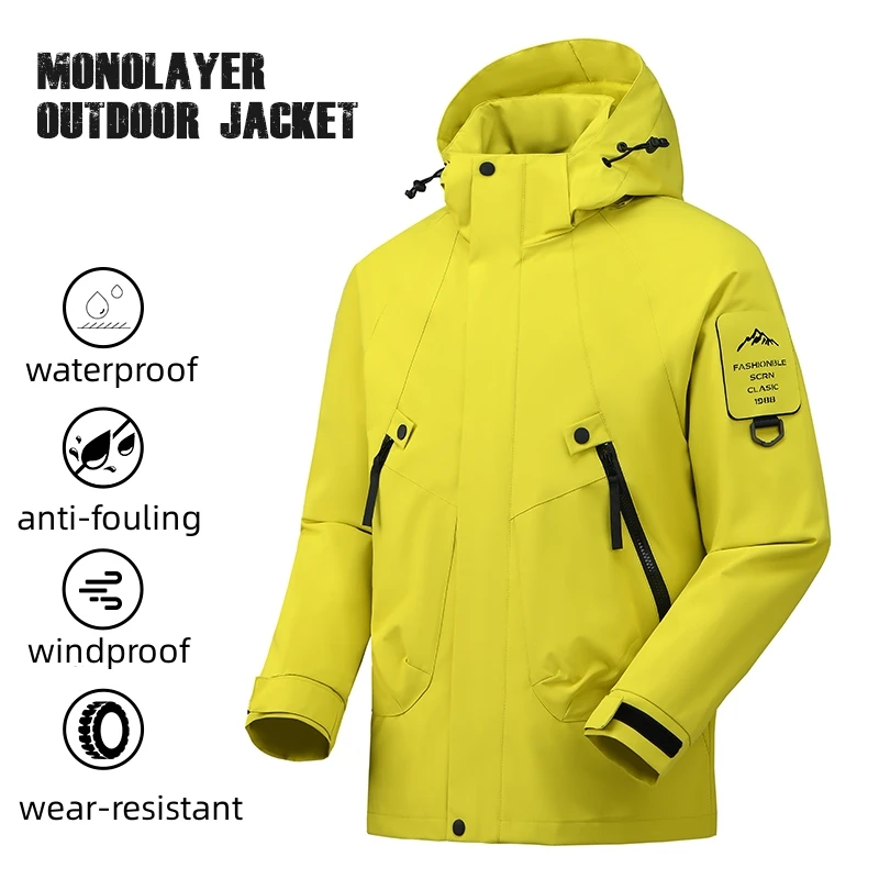 Chaqueta de Montañismo de otoño para hombre, tela resistente al viento e impermeable, diseño de Hip Hop a la moda, abrigo informal de gran tamaño Neutral para exteriores