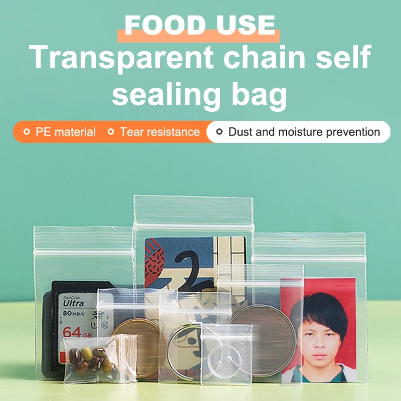 100Pcs/Bag PE Plastic Packaging Bags Ziplock Bag Pill Packaging Bag Thicken Packaging Seal Bag Jewelry Bag 2x3cm 2.5x3cm 3.5x5cm