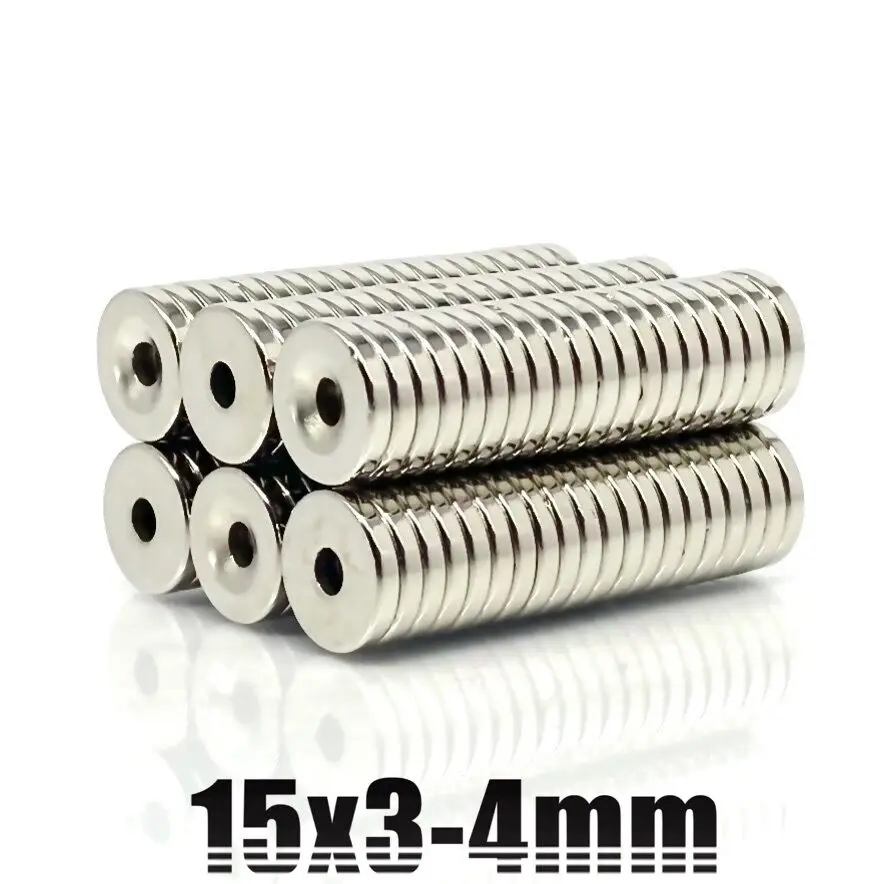 5/10/20/50/100Pcs 15x3 Hole 4 Strong Ring Neodymium Magnet Permanent Rare Earth Magnets 15x3-4 for Craft DIY 15*3 Hole4