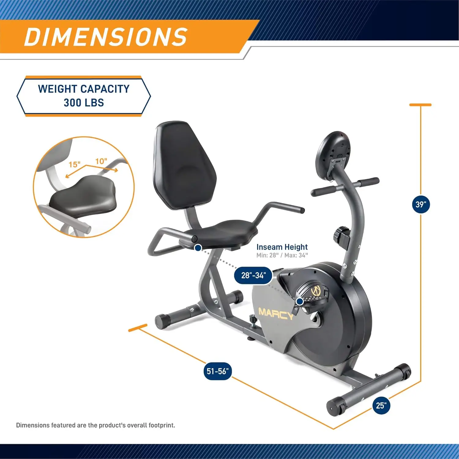 Magnetic Recumbent Bike with Adjustable Resistance and Transport Wheels NS-716R, 11.00 x 22.00 x 31.00