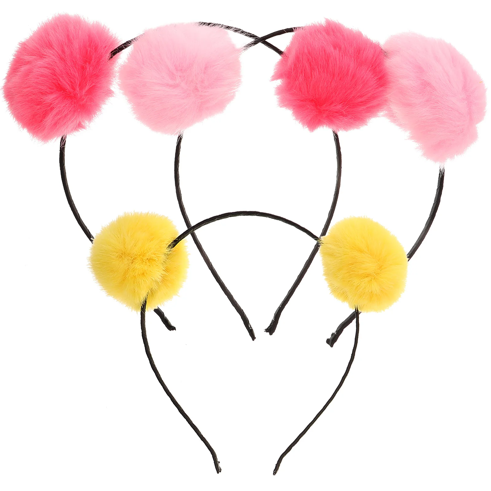 

3Pcs Pom Pom Ball Cat Ear Headwear Sky Blue Pink Red Headband for Party Cosplay Gift Headband Headwear
