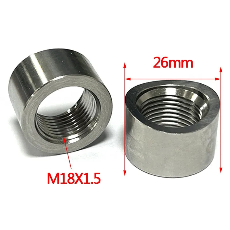 2/5/10pcs 304 Stainless Steel Notched Oxygen Sensor Weld Bung Nut M18X1.5 Threaded Plug Universal Car Oxygen Sensor Accessories