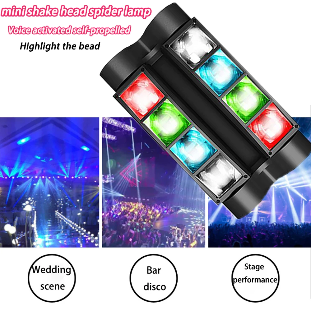 Spider Stage Lights DJ Disco Shaking Head Flash 8*10W Moving Head Spotlight Pattern Lights Bar Club Performance Event Ballroom