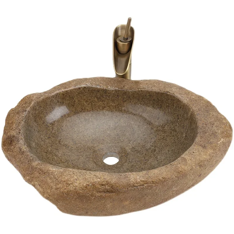 

Wash basin Vintage cobblestone countertop Natural stone Art accessories