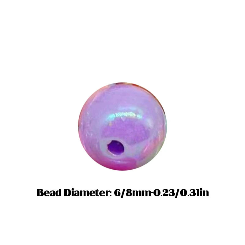 Gradiente de gradiente grânulos acrílicos para fazer jóias, redondo, colorido, luz, circular, imitação de pérolas, acessórios DIY, 500g, 8mm, 10mm