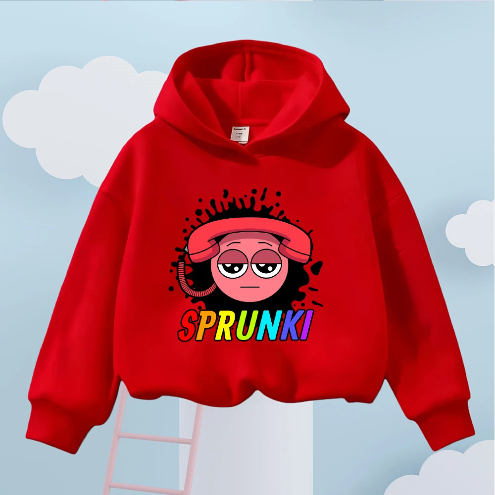 

Детская толстовка с рисунком Sprunki, милый пуловер с персонажем мультфильма, толстовка для мальчиков и девочек, детская модная повседневная длинная одежда