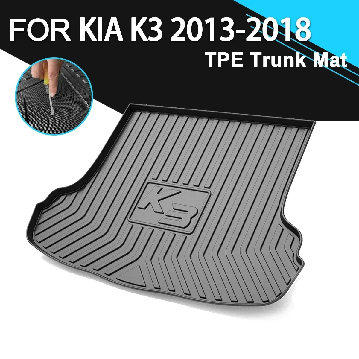 

Car Rear Trunk Cover Mat Non-Slip Waterproof Rubber TPE Cargo Liner Accessories For KIA K3 2013-2018