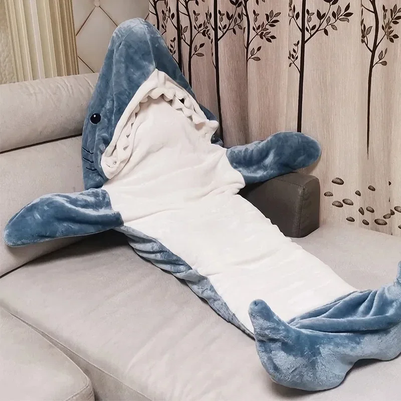 Cartoon Shark Sleepwear for Sleeping Pajamas Office Nap Wearable Loose Winter Men Pajama Sets for  Adult Blanket Hot