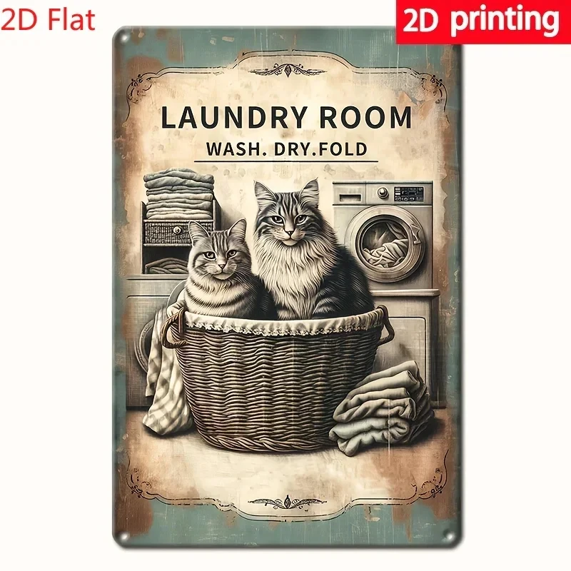 1 Piece, 2D Flat Print Laundry Room Dry Cleaning - Rectangular Ironing Board Sign, Suitable for Home Decoration, Coffee Shops, Bars