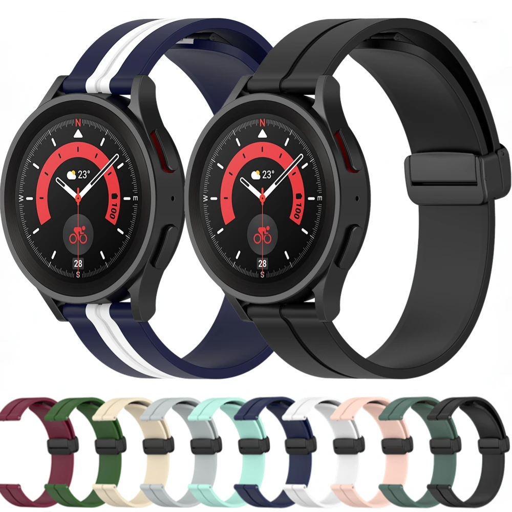 20mm 22mm Silicone Magnetic Buckle Strap for Samsung Galaxy Watch 7/6/5/4/3/Huawei Watch GT/2/3/Pro Bracelet for Amazfit GTR/GTS