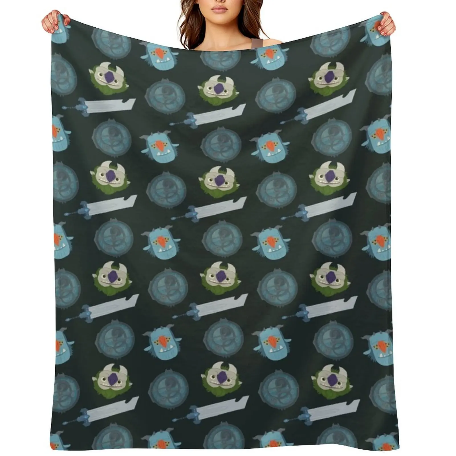 

Trollhunters Repeating Pattern Throw Blanket christmas decoration Hairy Hairys Flannels Blankets