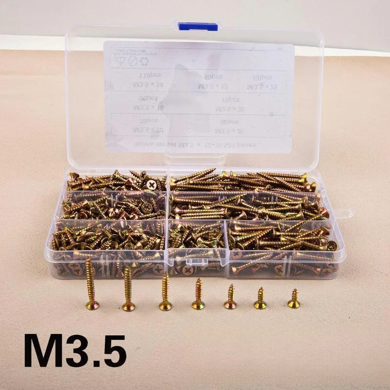 600 قطعة/صندوق طقم مسامير ربط الصليب رئيس الملونة المجلفن الذاتي التنصت المسمار مجموعة M3.5/4 12/16/20/25/30/45/50 مللي متر غاطسة رئيس #2