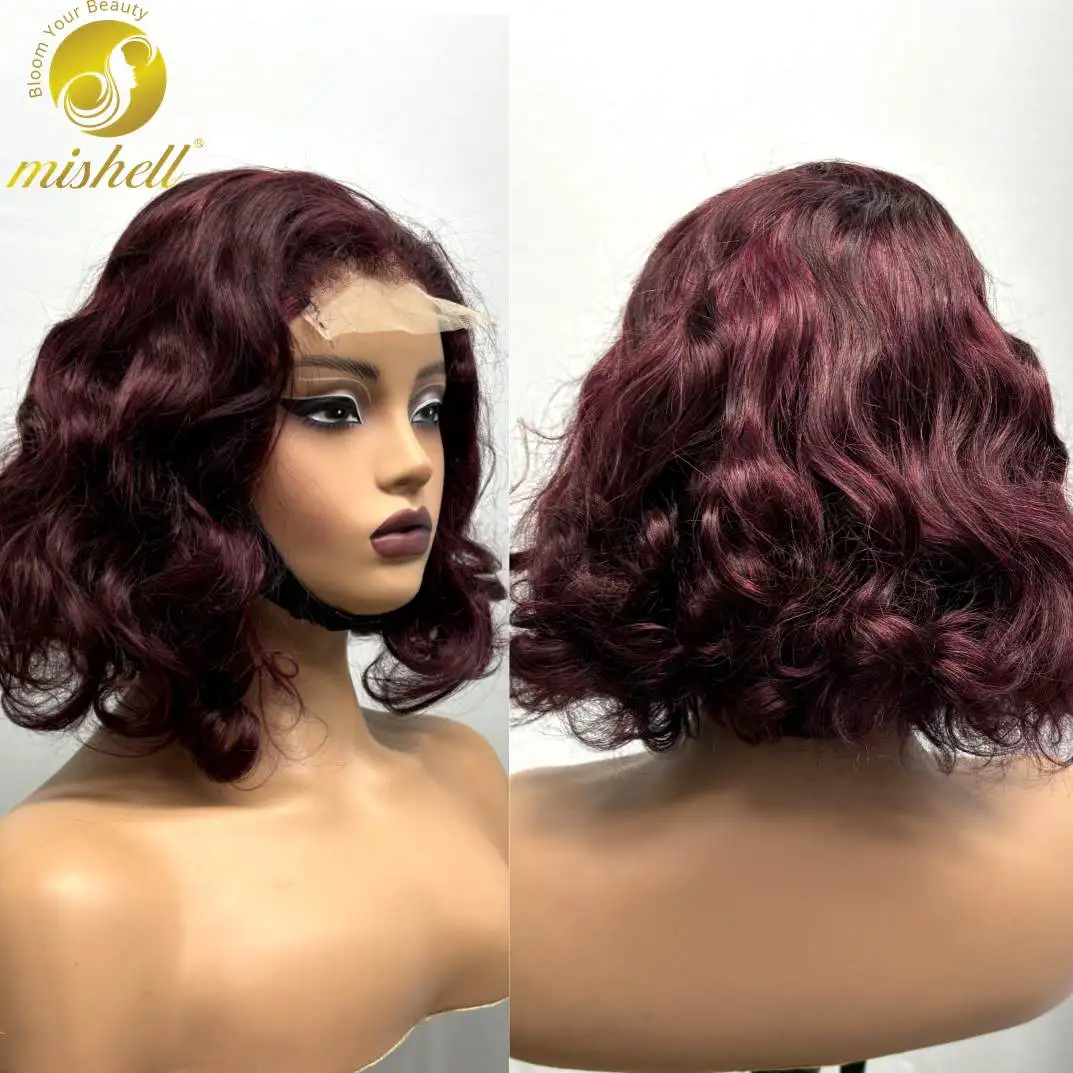 

Burgundy 99J# Bouncy Curly Human Hair Wigs 250% Density 4x4 Lace Closure Losoe Wavy Hair Wigs for Women PrePlucked Remy